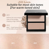 JILL LEEN3-Color Contour Palette – Matte Shading, Nose Contour, Side Contour, Highlighter & Brightening All-in-One