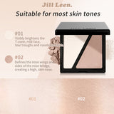JILL LEEN3-Color Contour Palette – Matte Shading, Nose Contour, Side Contour, Highlighter & Brightening All-in-One