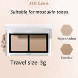 JILL LEEN3-Color Contour Palette – Matte Shading, Nose Contour, Side Contour, Highlighter & Brightening All-in-One