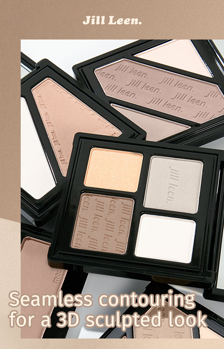 JILL LEEN3-Color Contour Palette – Matte Shading, Nose Contour, Side Contour, Highlighter & Brightening All-in-One