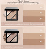 JILL LEEN3-Color Contour Palette – Matte Shading, Nose Contour, Side Contour, Highlighter & Brightening All-in-One