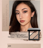 JILL LEEN3-Color Contour Palette – Matte Shading, Nose Contour, Side Contour, Highlighter & Brightening All-in-One